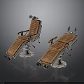 Brown Leather Medical Examination Chairs With Metal Frames Adjustable Mechanisms Armrests And Headrests