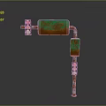 Rusted Traffic Light Structure With Multiple Signal Lights And Metal Support Pole