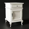 Elegant Wooden White Nightstand With Drawer Cabinet Door And Carved Legs