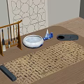 Traditional Chinese Calligraphy Art Supplies On Wooden Desk With Scroll Brushes And Ink Stone