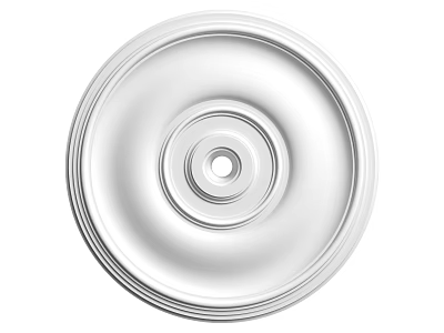 White Round Ceiling Light Plate With Concentric Circles Smooth Surface Design 3d model