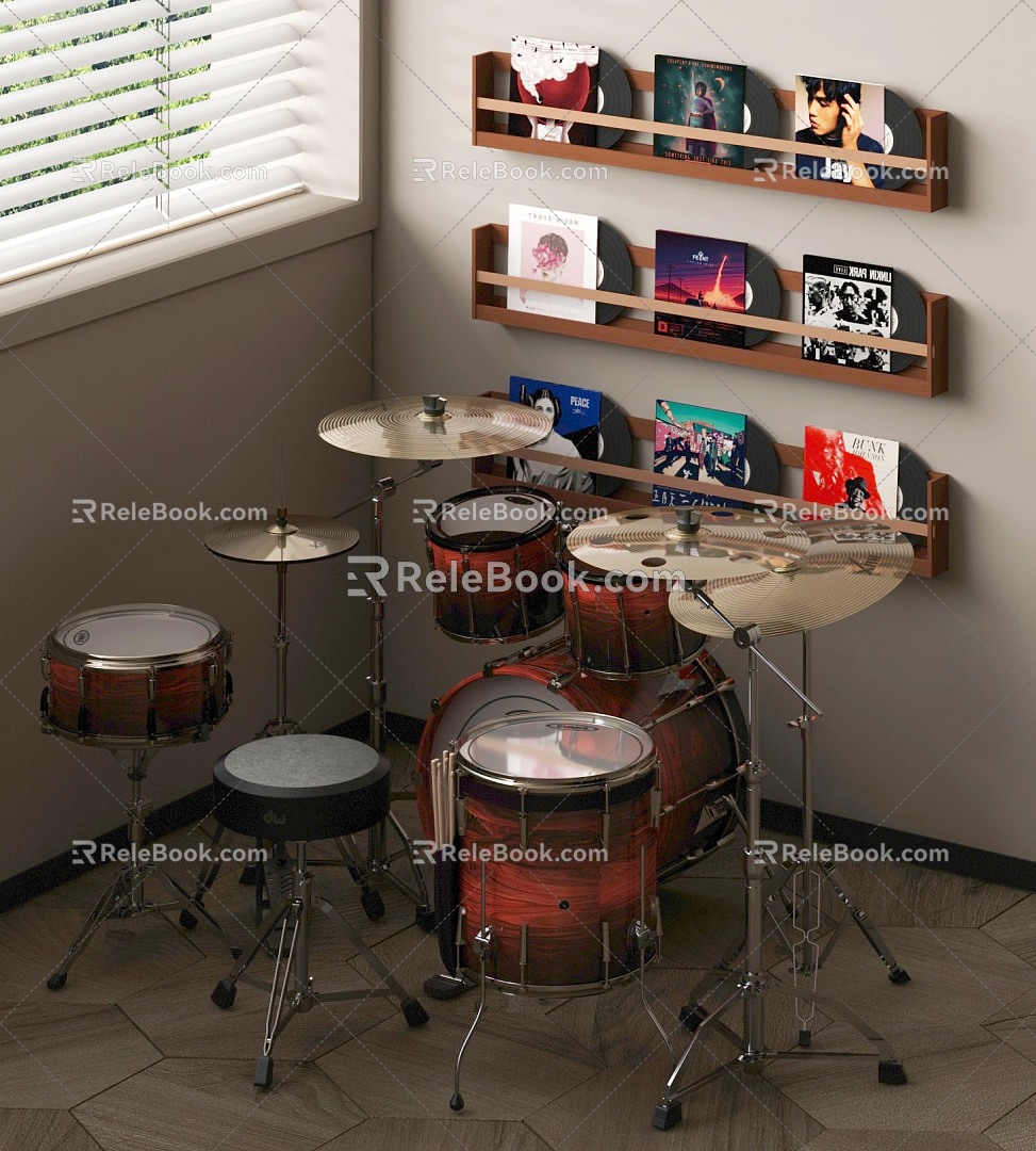 Modern drum set CD stand 3d model