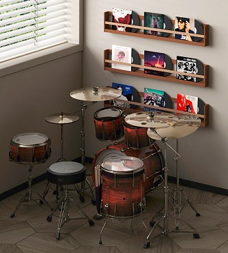 Modern drum set CD stand 3d model