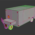 White Enclosed Utility Trailer With Yellow Warning Light Hitch And Wheels 3d model