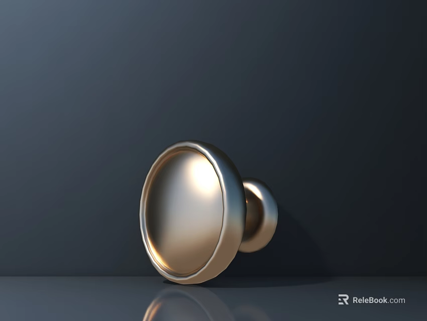 Golden Round Metal Door Handle With Shiny Surface On Dark Background 3d model 