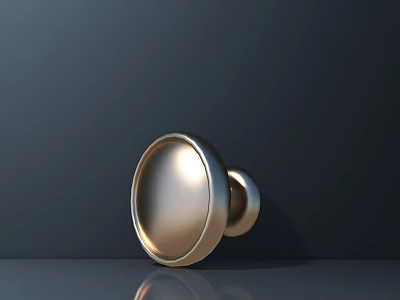Golden Round Metal Door Handle With Shiny Surface On Dark Background 3d model