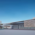 Modern Commercial Complex Architecture With Glass Curtain Walls Unique Roof And Surrounding Greenery