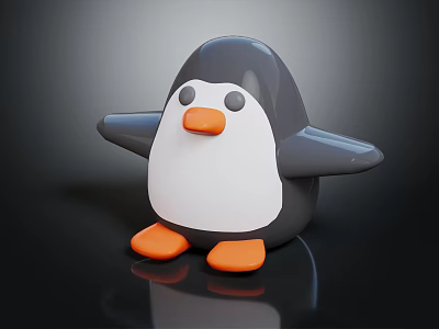 Cute Penguin Doll With Gray Body White Belly And Orange Beak Feet 3d model