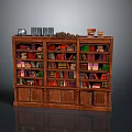 Classic Wooden Bookcase With Multiple Shelves Filled With Colorful Books And Decorative Items