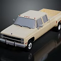 Light Colored Double Cab Pickup Truck With Bed Grille And Black Wheels On Dark Background