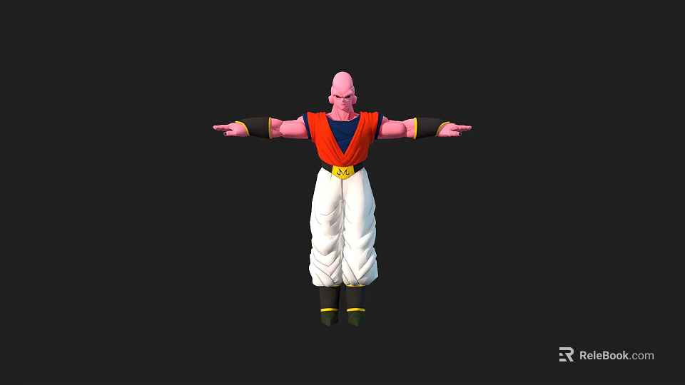 Pink Skinned Game And Movie Character In Red Top White Pants With Open Arms 3d model 