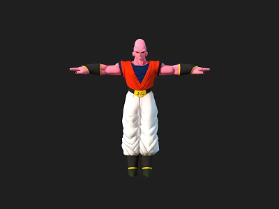 Pink Skinned Game And Movie Character In Red Top White Pants With Open Arms 3d model