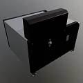 SONARAY Black and Silver Office Appliance with Control Panel Red Button and Wheels for Mobility 3d model