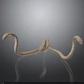 Two Light Brown Snakes Coiled Around Each Other On Dark Background With Reflection