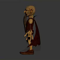 3D Fantasy Goblin Creature With Pointed Ears Long Beard Tattered Red Cloak And Brown Shoes