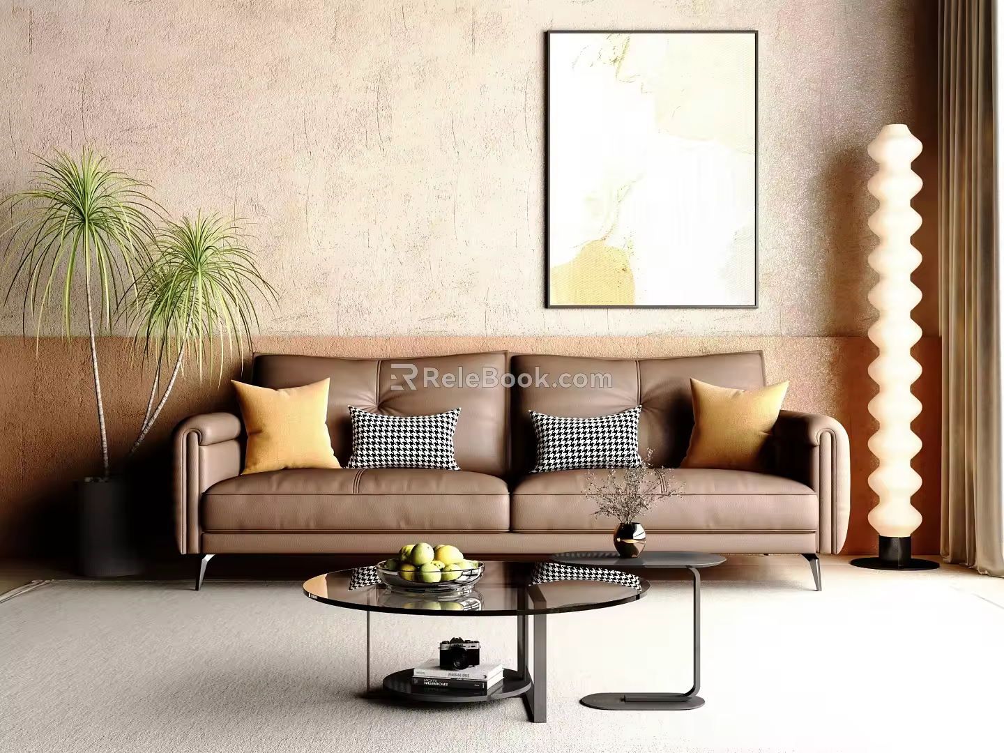 Modern double sofa multiplayer sofa 3d model