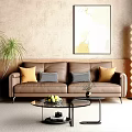 Modern double sofa multiplayer sofa 3d model