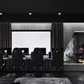 Modern Hotel Guest Room With Loft Bed Black Metal Railings Open Kitchen And White Bedding
