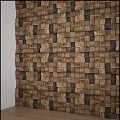 Natural Rustic Wooden Decorative Wall With Mixed Wood Blocks For Home Interior