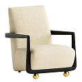 Modern Single Seater Sofa With Beige Fabric And Black Armrests Frame 3d model