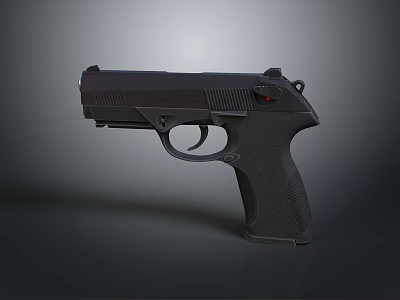Modern Black Handgun Design With Matte Finish Textured Grip And Trigger 3d model