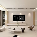 Modern Living Dining Room Interior Design With Sofa Chairs Coffee Table Bookshelf And Large Window