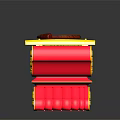 Red Xylophone Musical Instrument with Yellow Keys Mallet and Golden Painted Decorative Patterns