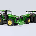 Two Green Tractors Functional Utility Vehicles With Heavy Duty Wheels And Agricultural Use
