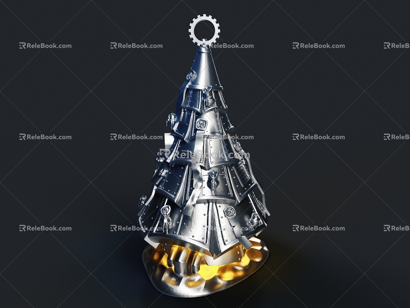 Steampunk Christmas Tree Metal Christmas Tree Evil Christmas Tree 3d model