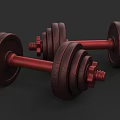 Adjustable Red Dumbbells With Weight Plates As Essential Sports Equipment For Home Gym Workouts