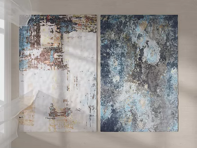Modern Abstract Art Style Rugs With Blue Gray Beige Brown Patterns 3d model