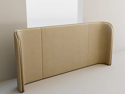 Modern Beige Upholstered Headboard With Curved Design And Stitched Details 3d model
