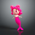 Cute Pink Mermaid Doll with Ram Horns Pink Hair and White Top