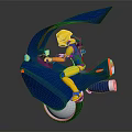 Stylish Blue Monowheel Motorcycle With Yellow Rider Riding In Futuristic Look