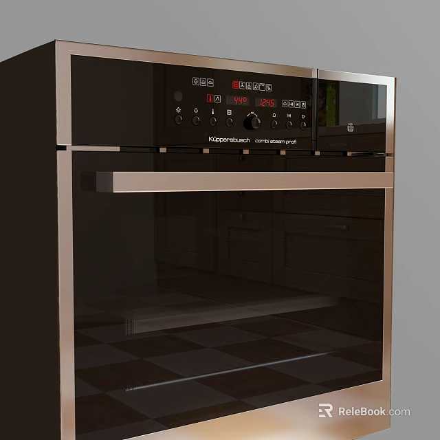 Modern Built in Kitchen Oven With Digital Control Panel And Metallic Frame 3d model 