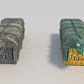Ancient Ornate Treasure Chests With Dragon Carvings Chains And Glowing Eyes