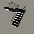 Modern Interior Staircase Design With Glass Railing And Black Metal Structure 3d model