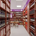 Tobacco and Alcohol Store Interior With Well Organized Wooden Shelves And Various Products