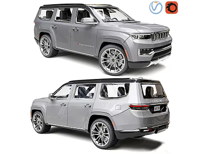 Silver Jeep SUV Modern Exterior Design With Seven Seater And Alloy Wheels 3d model