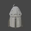 White Space Capsule With Open Hatch Marked P2 And Textured Exterior 3d model
