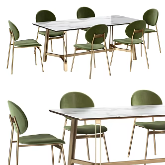 Light Luxury Dining Table and Chair Combination Dining Table and Chair 3d model