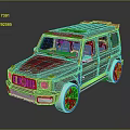 Green Off Road SUV Featuring Red Accents Black Rims And White Tires Design
