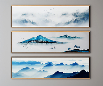 New Chinese Landscape Painting Hanging Painting 3d model