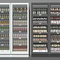 Commercial Display Refrigerator Freezers With Bright Lighting And Shelves Full Of Beverages