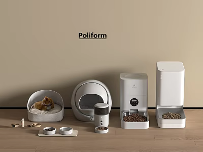 Modern Pet Toilet With Pet Bed Automatic Feeder And Water Bowl 3d model Modern Pet Toilet With Pet Bed Automatic Feeder And Water Bowl 3d model