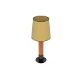 Golden Lampshade Table Lamp With Brown Pole And Black Base Design 3d model