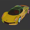 Yellow Sports Car With Sleek Design Black Roof And Large Wheels On Reflective Surface