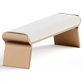 Elegant Modern Bench With Beige Fabric Seat And Gold Metal Frame Design