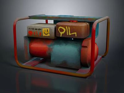 Colorful Portable Mechanical Equipment With Metal Frame Oil Tank And Control Box 3d model
