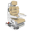 Beige Seat with Adjustable Backrest and Armrests and Metal Base Structure Design 3d model